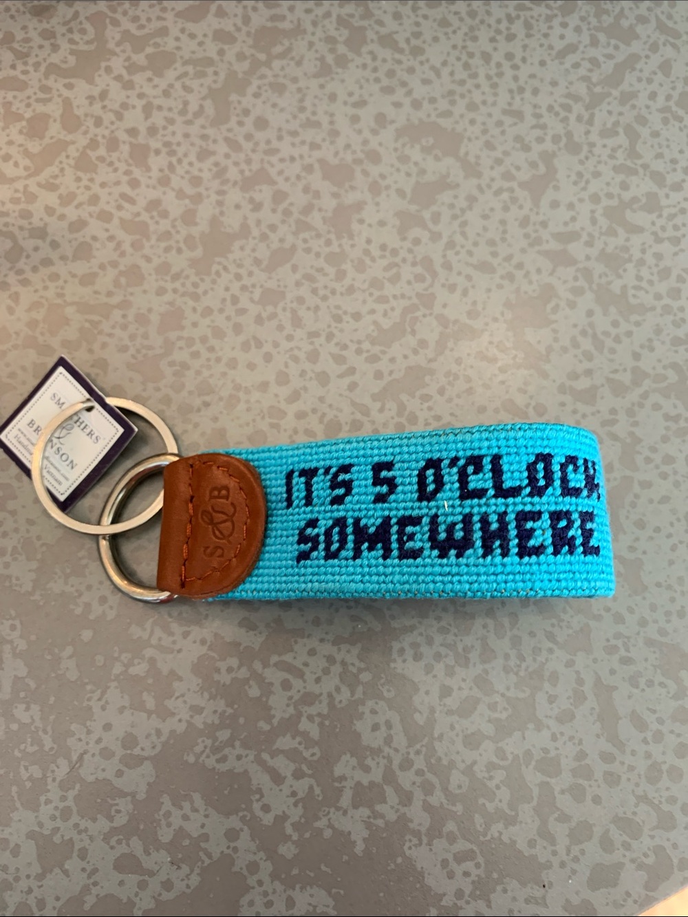 Smathers & Branson Needlepoint Key Fob - Turquoise with Margarita motif. - Picture 2 of 4